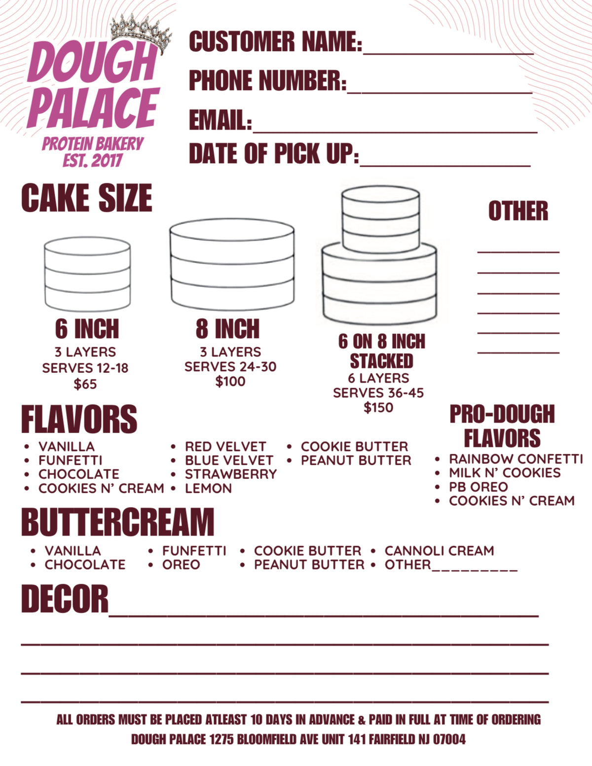Custom Cake Order
