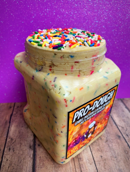 Rainbow Confetti Pro-Dough 38oz (Vegan Friendly) – edible protein cookie dough from Dough Palace