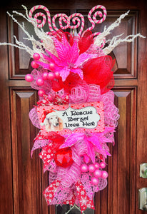 Custom Order: Borzoi Pink Xmas Door Swag