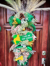 Load image into Gallery viewer, Custom Order: Borzoi Green &amp; Gold Door Swag
