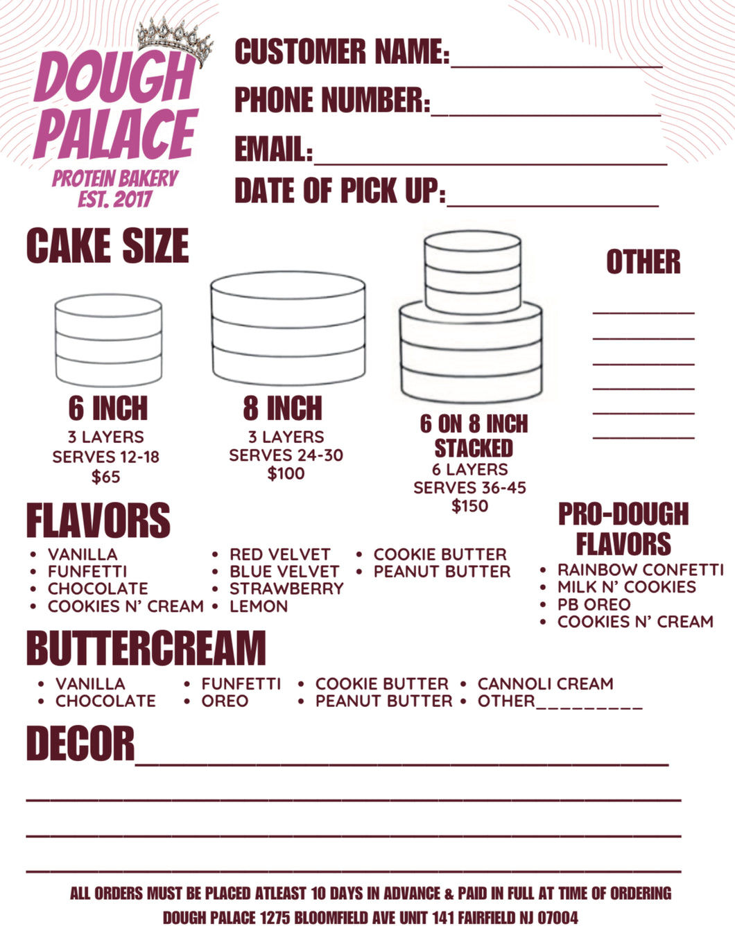 Custom Cake Order