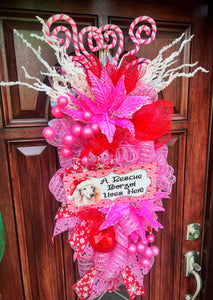 Custom Order: Borzoi Pink Xmas Door Swag