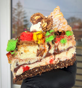 Rainbow Ferrero Cheesecake Slice